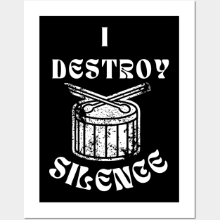 Funny Music Drums I Destroy Silence - For Drummer Posters and Art